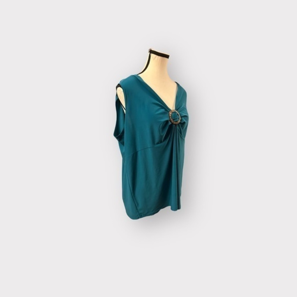 Women’s 2X Claire France Mode Teal Gathered Sweetheart Bust Top